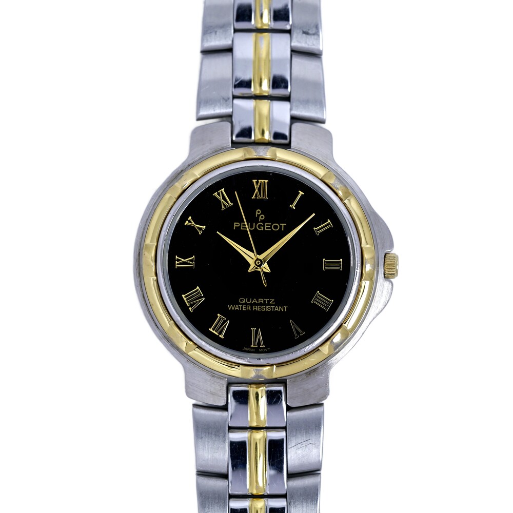 Peugeot Men's Black Dial Two Tone Vintage Wrist Watch 34mm